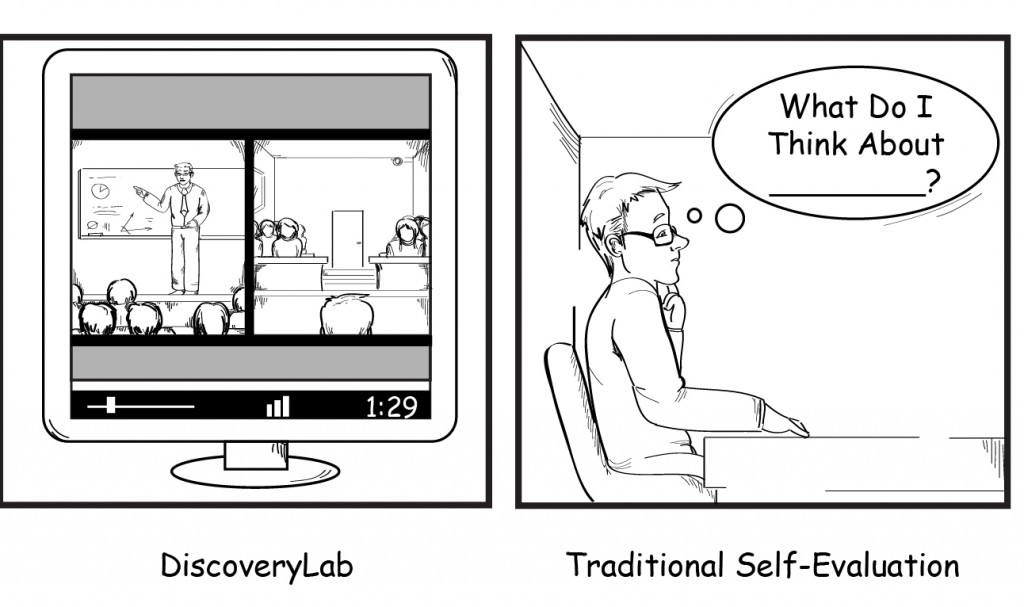 Cartoon - DiscoveryLab vs Traditional self-evaluation