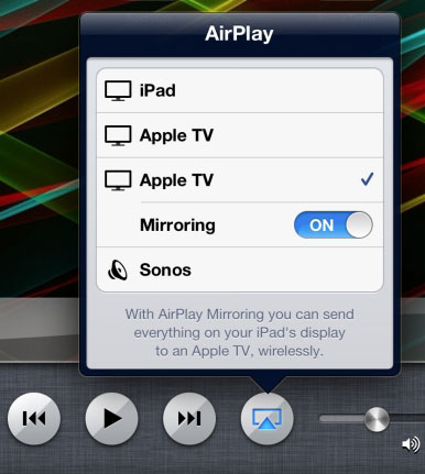 Apple iPad connect Airplay Apple TV