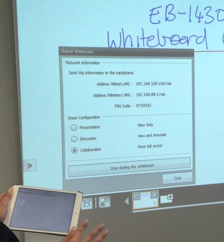 EPSON EB-1430wi collaborative classroom - whiteboard sharing