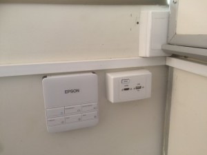 EPSON EB-1400 control panel, and HDMI + USB input plate for interactive projector