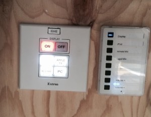 Extron control panel for video (left) and ICON control panel