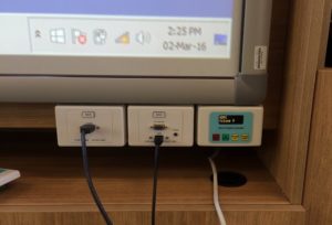 HDMI USB VGA connections and JEW control panel for upgraded school projector system