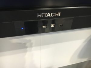front facing USB and HDMI ports on Hitachi 75" interactive display