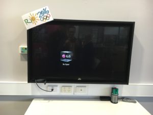A breakout pod with LG 43" display, JED control panel & HDMI port