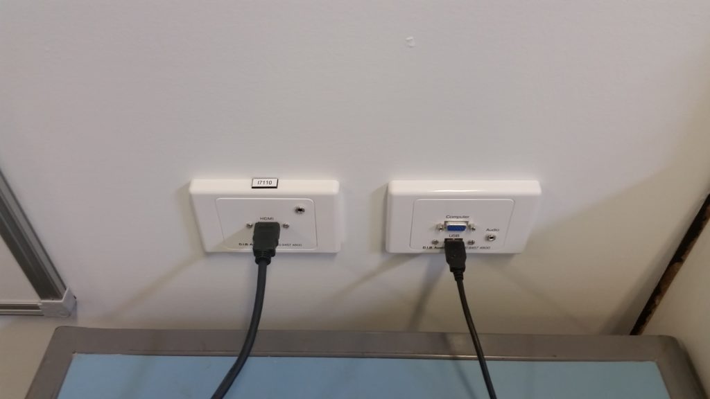 HDMI, VGA and Audio input plate connections at Sacré Cœur