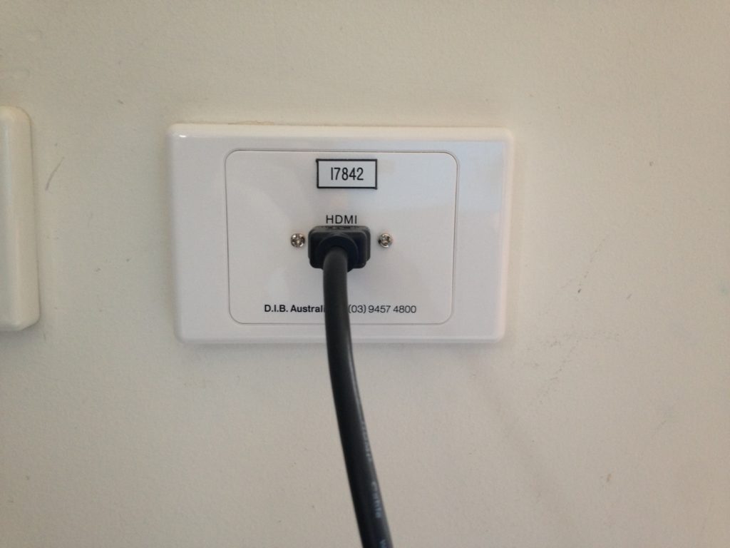 HDMI input plate connection at Camberwell Grammar School