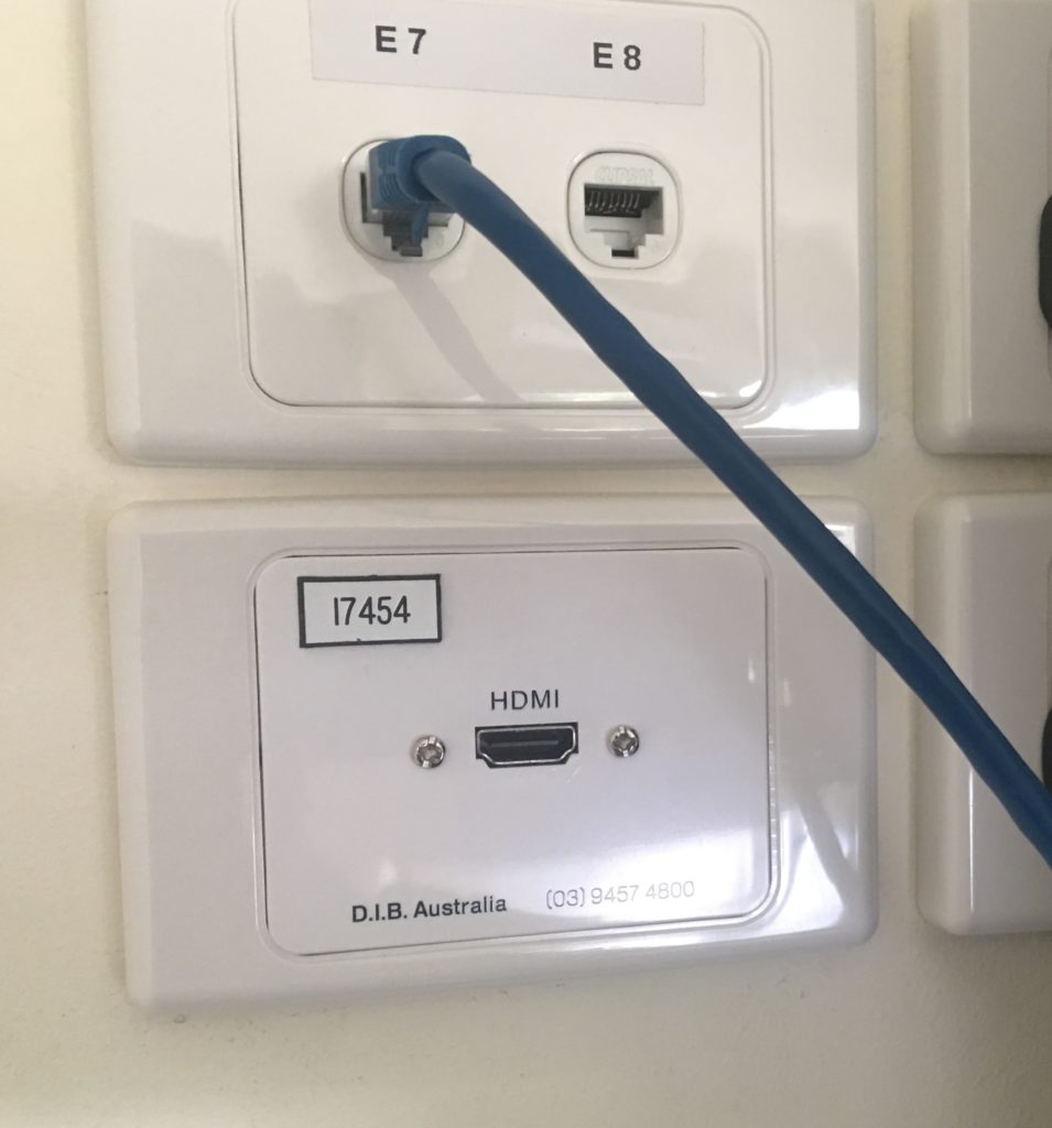 HDMI input plate connection at Caulfield Grammar School