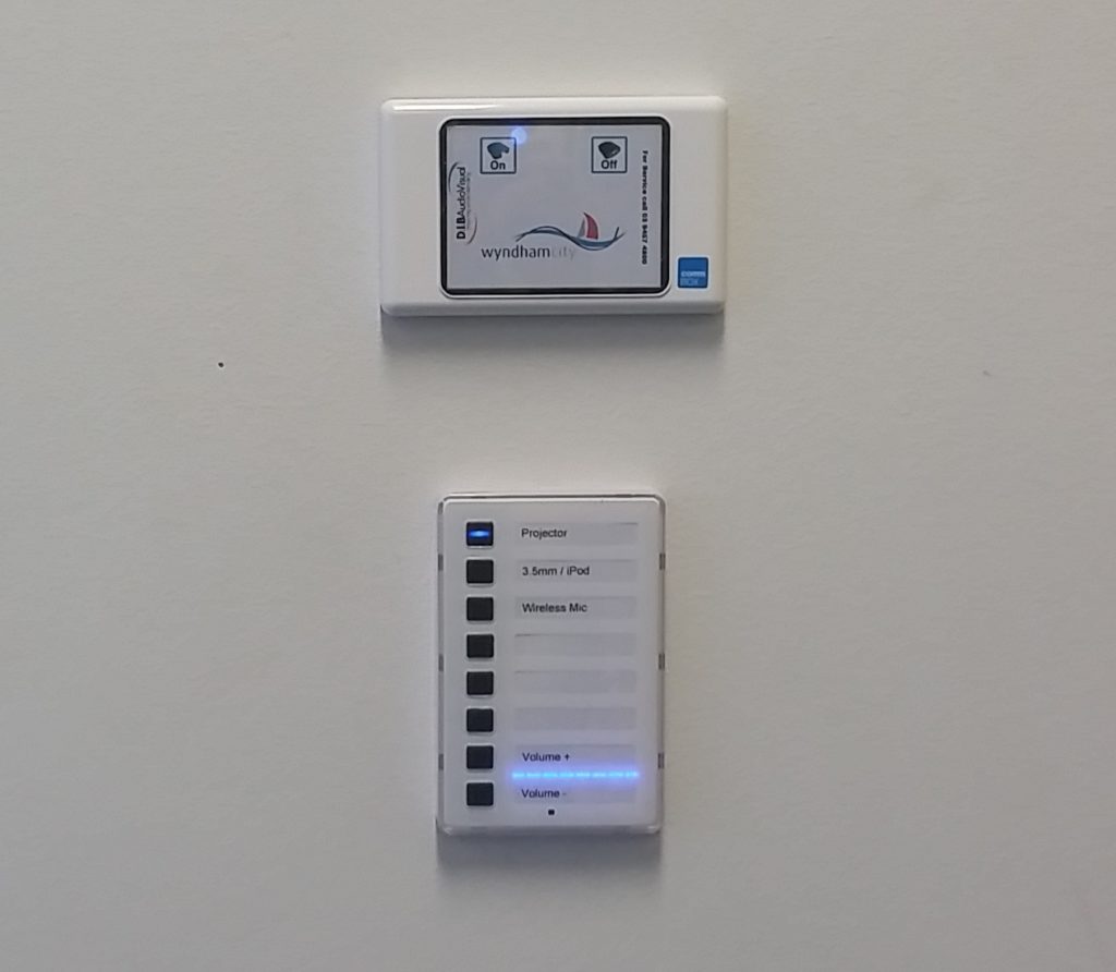 Joey Micro 6 wall panel and ICON audio wall control panel at Jamieson Way Community Centre