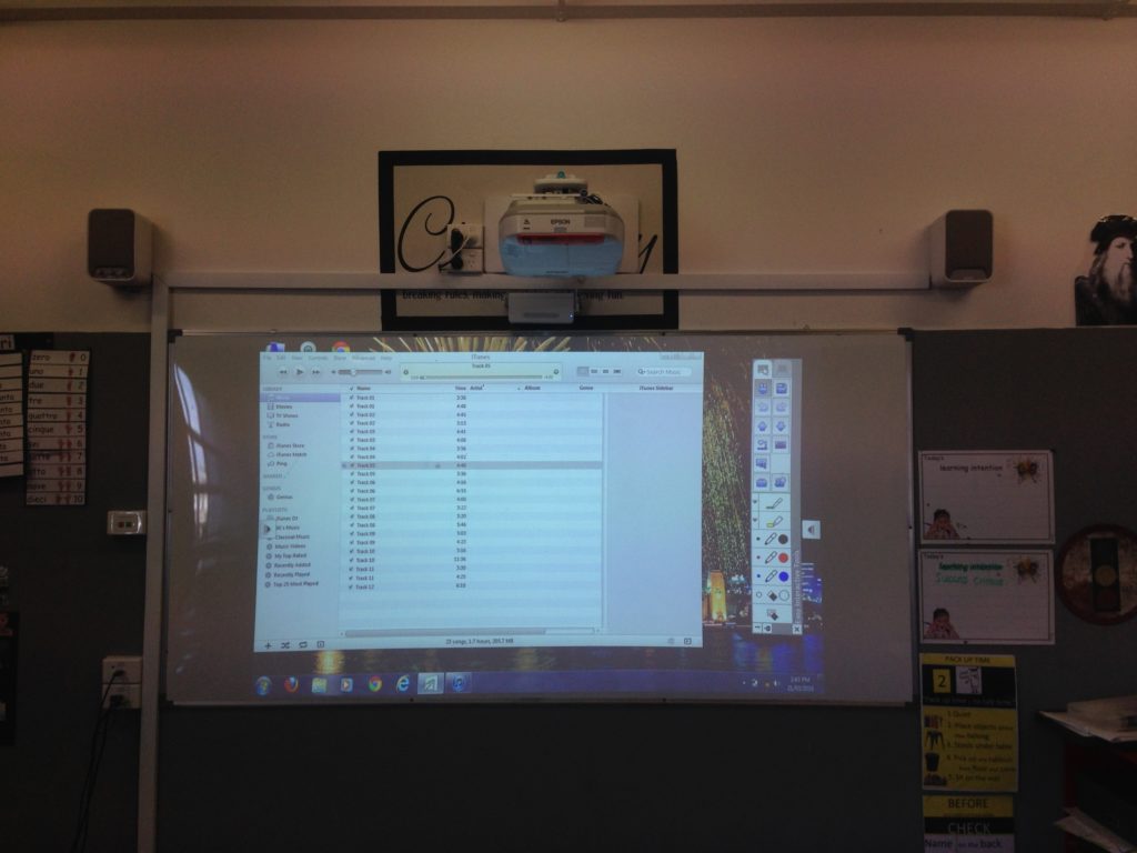 Epson EB-595Wi Ultra Short Throw finger touch interactive projector at Sacred Heart School