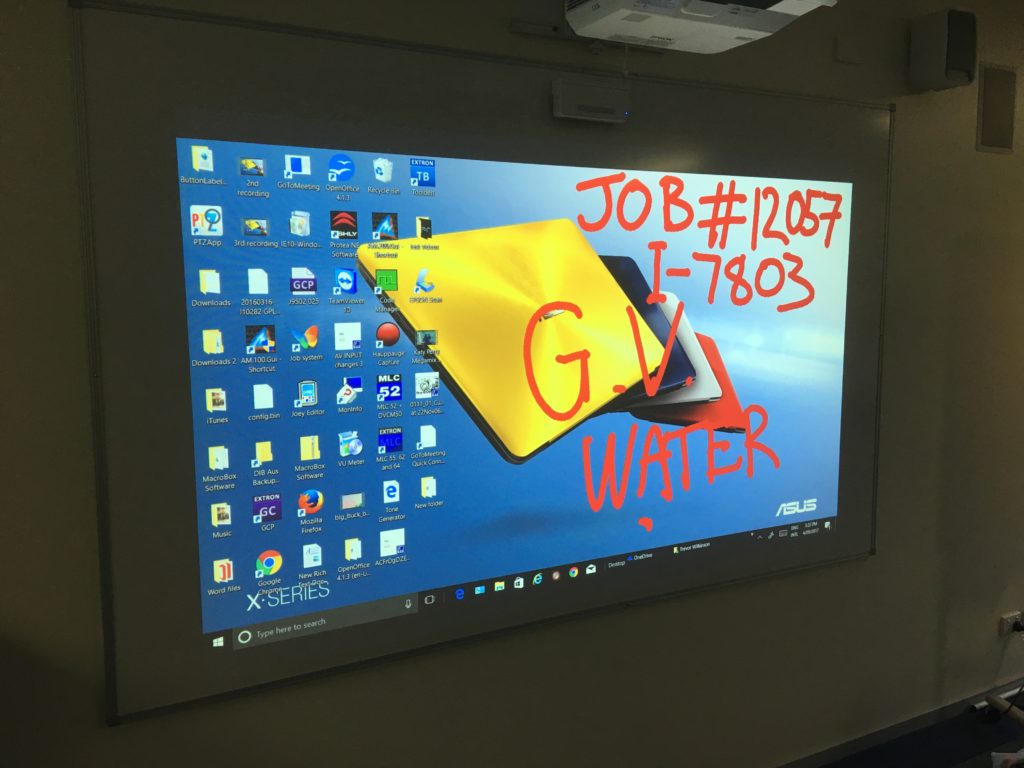 Example of projection on high-quality vitreous enamel whiteboard at Goulburn Valley Water