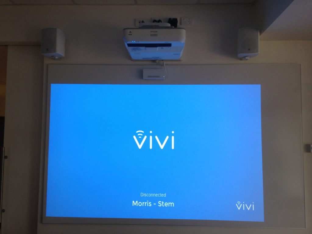 EPSON EB-696Ui displaying the Vivi opening screen at Melbourne Girls Grammar