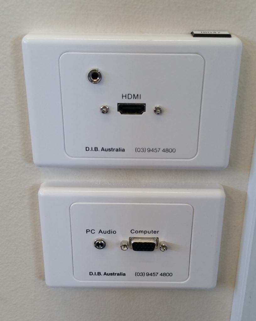 HDMI and VGA/Audio input plates at Parade College