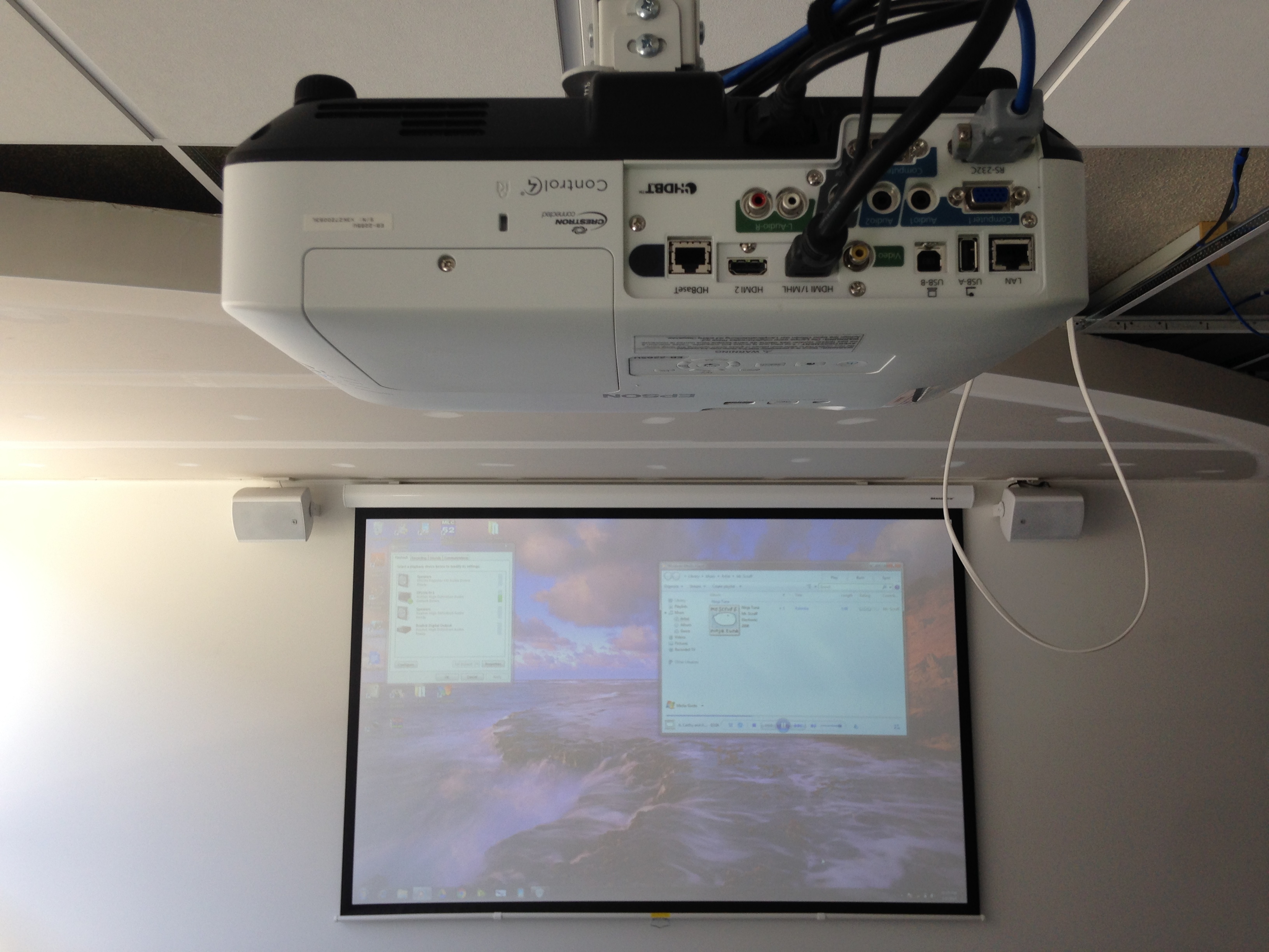 EPSON EB-2265WU installation projector and 120" Grandview Manual Projection Screen at St. John Vianney's