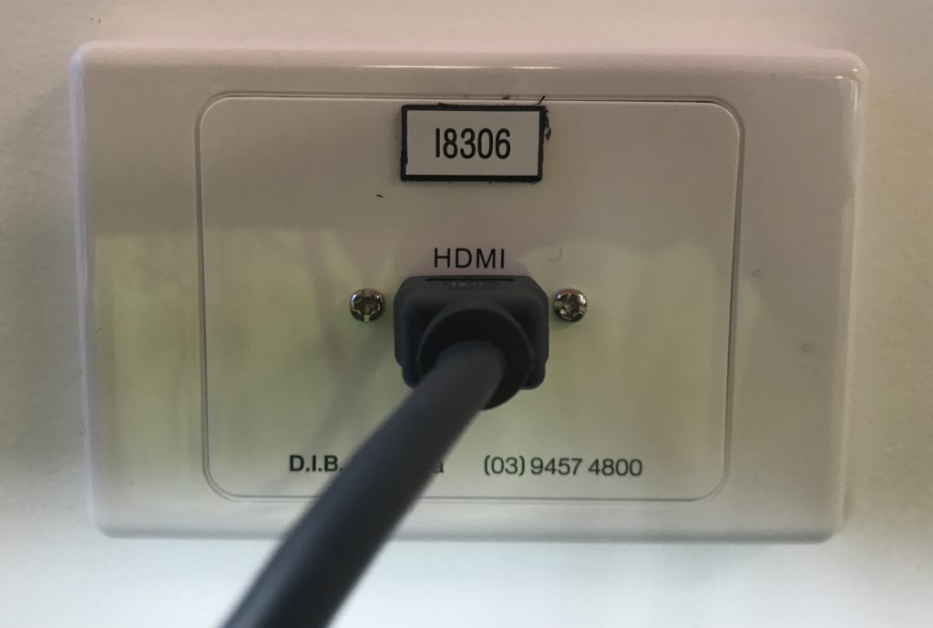HDMI input plate at Ivanhoe Grammar
