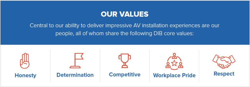 DIB Audio Visual - our core values