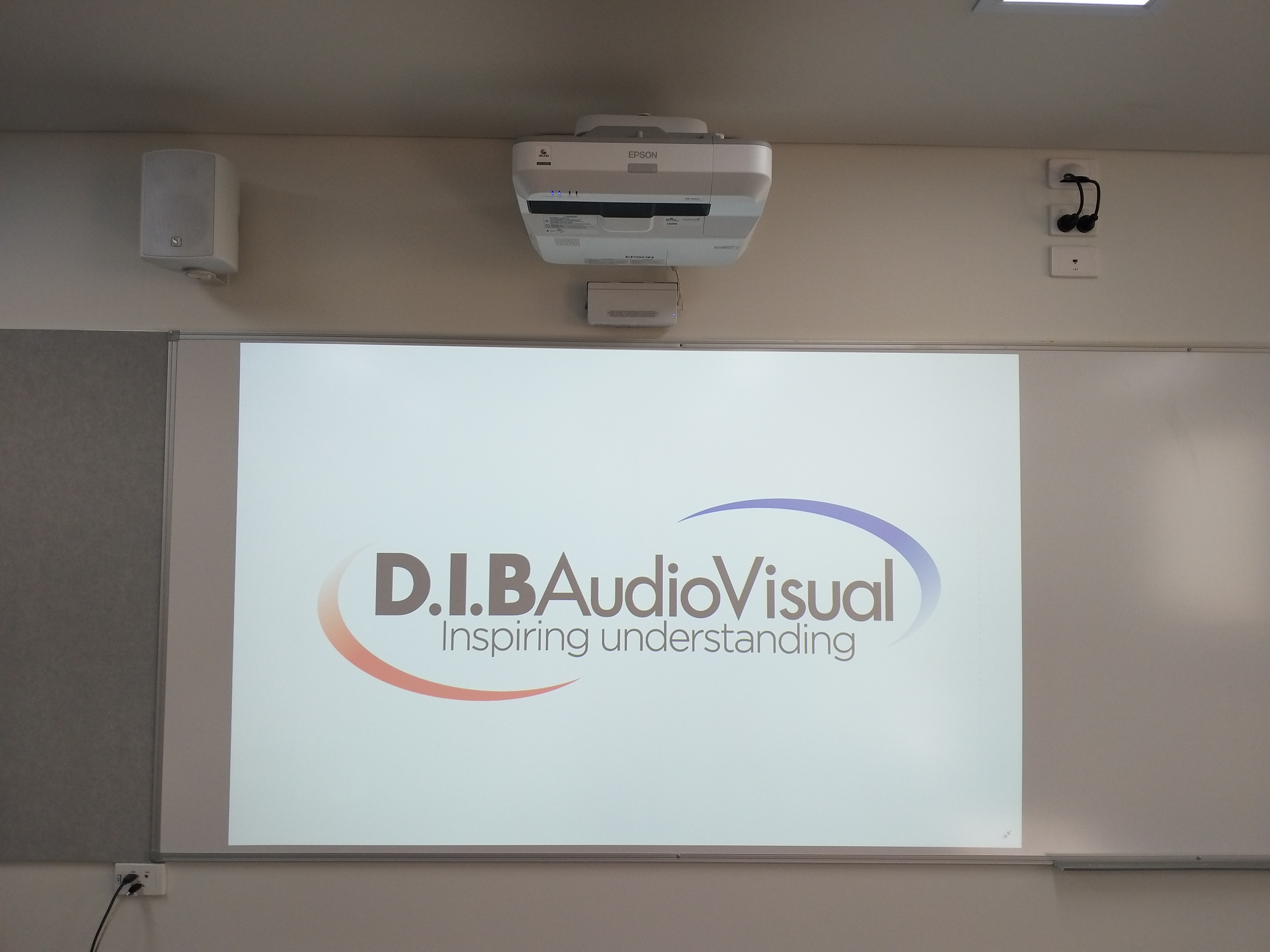 Wall-mounted interactive projector system at Heatherwood School