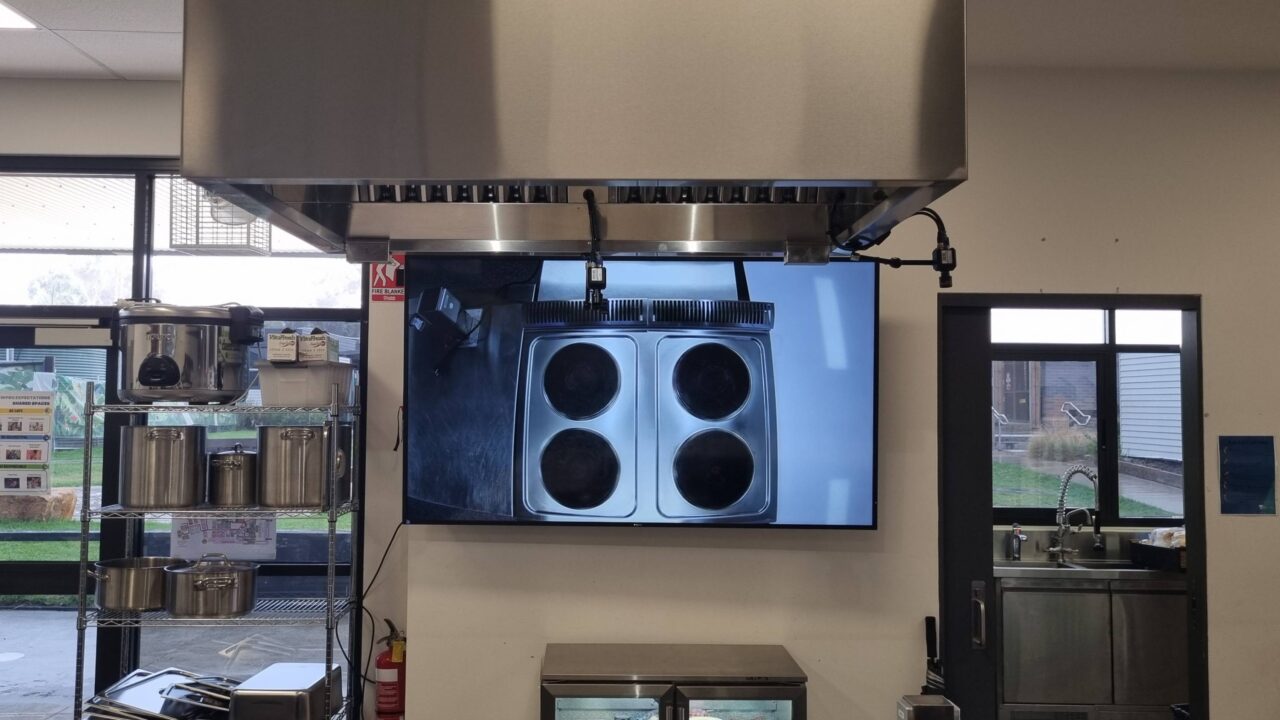Close up view of the cameras on screen at Melton Specialist School, installed by D.I.B Audio Visual.