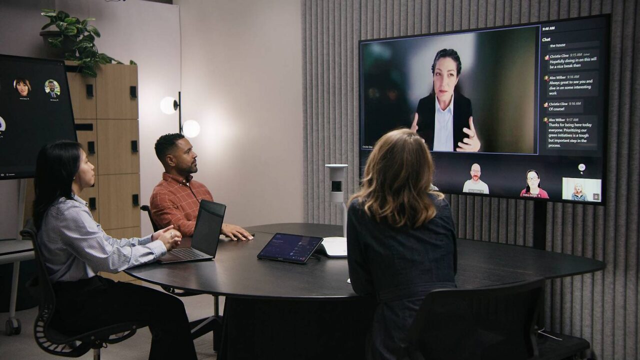 people using a microsoft teams room