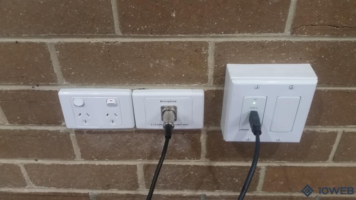 Microphone socket and EPSON HDBaseT Transmitter at Lalor North College