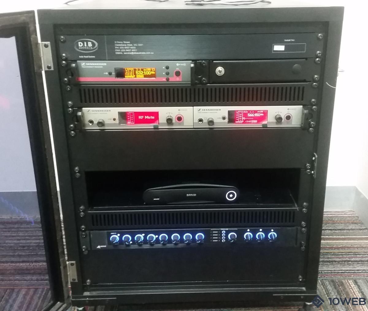 Barco Clickshare CS-100 inside of AV rack at Banyule Community Health