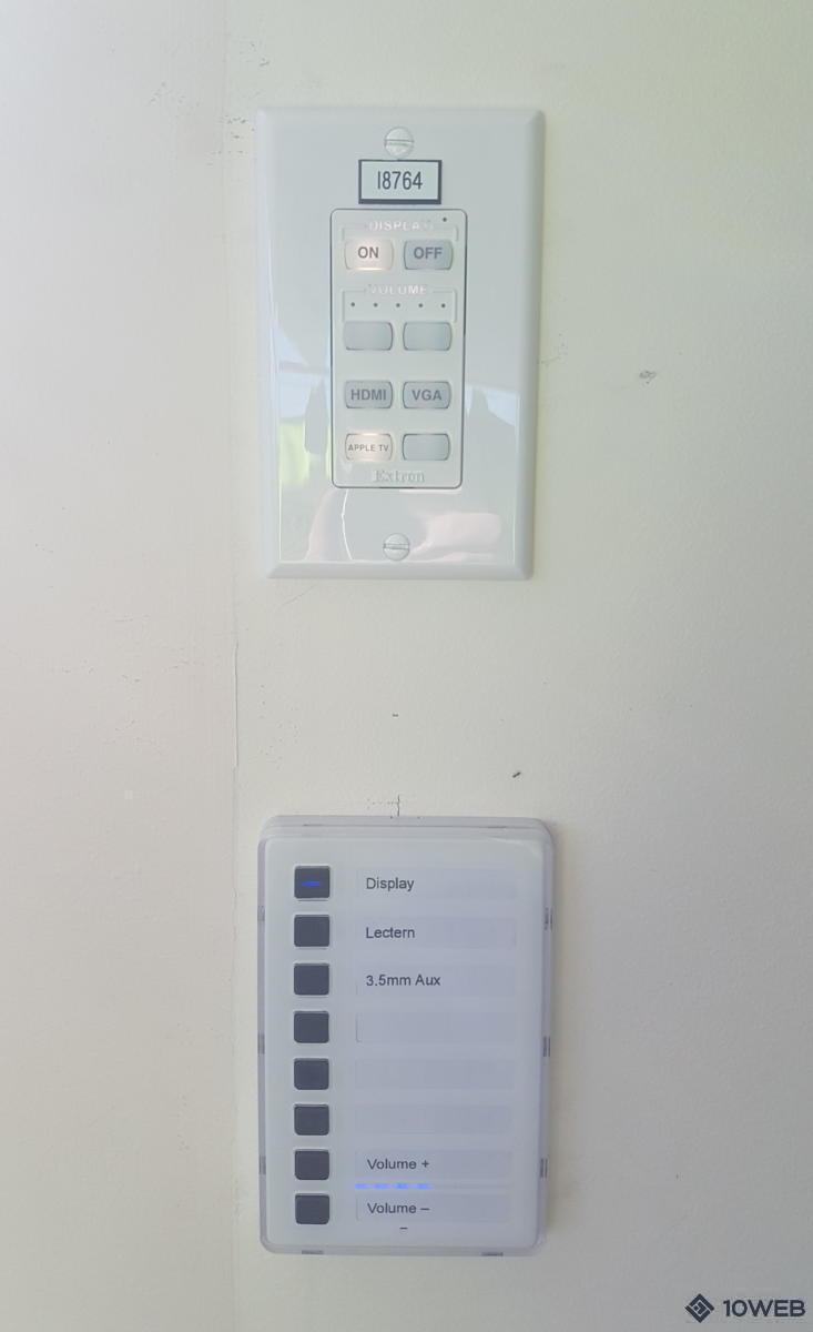 Extron MLC62 control panel and ICON wall control panel at Mentone Girls' Grammar