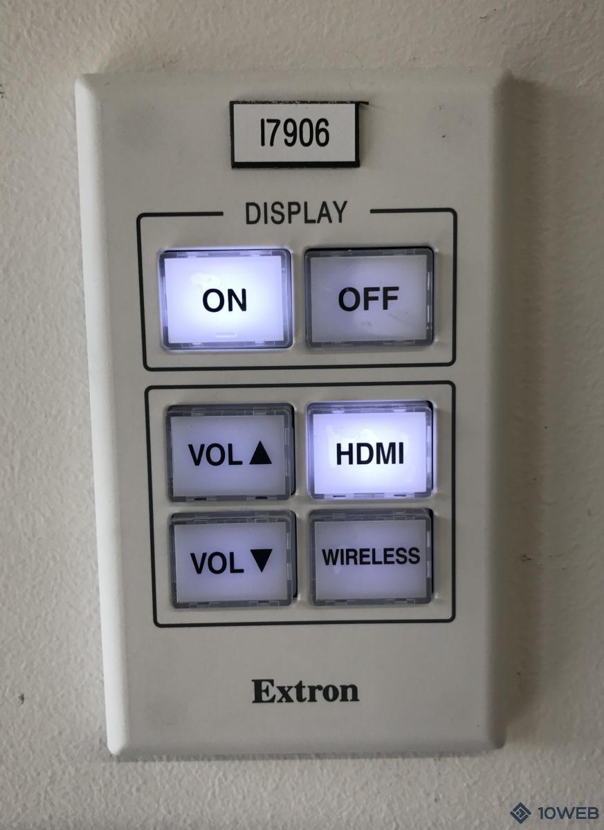 Extron MLC55 wall control panel at PLC