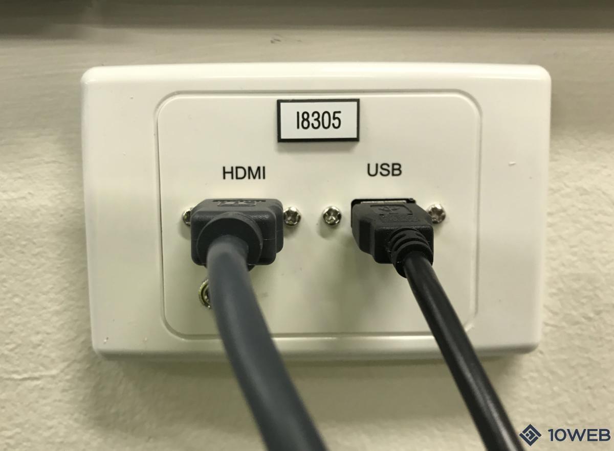 HDMI/USB input plate at Cornish College